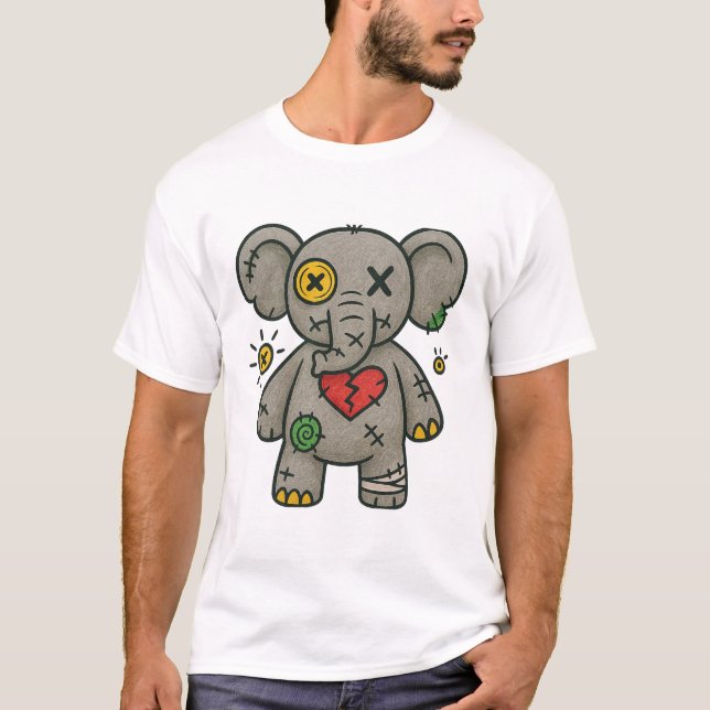 Voodoo Elefant T-shirt — Mjuk men stark (Framsida)