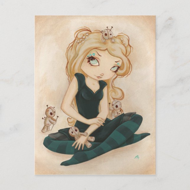 Voodoo goth Rag doll Vykort (Framsida)