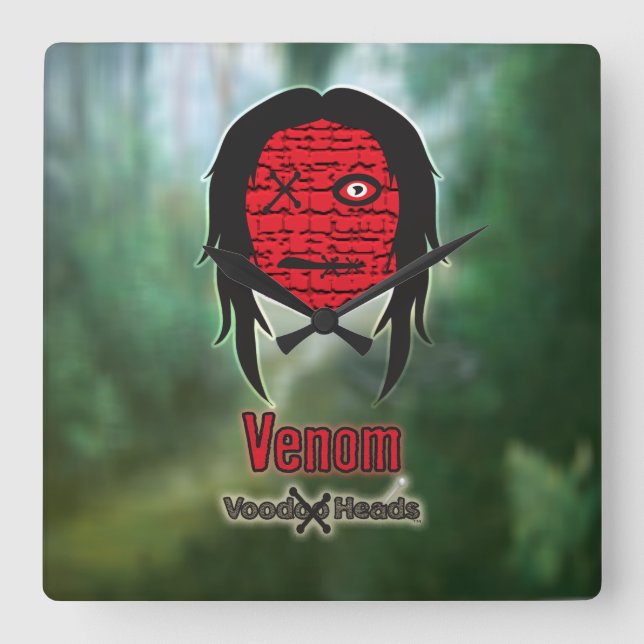 Voodoo Head ~ Swamp Fyrkantig Klocka (Framsida)
