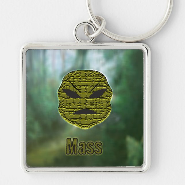 Voodoo Head ~ Swamp Fyrkantig Silverfärgad Nyckelring (Framsidan)