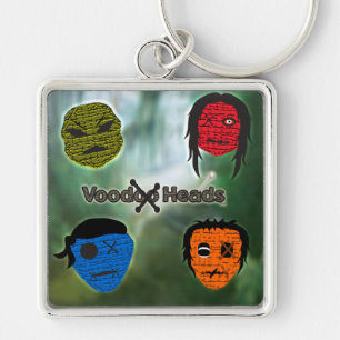 Voodoo Head ~ Swamp Fyrkantig Silverfärgad Nyckelring