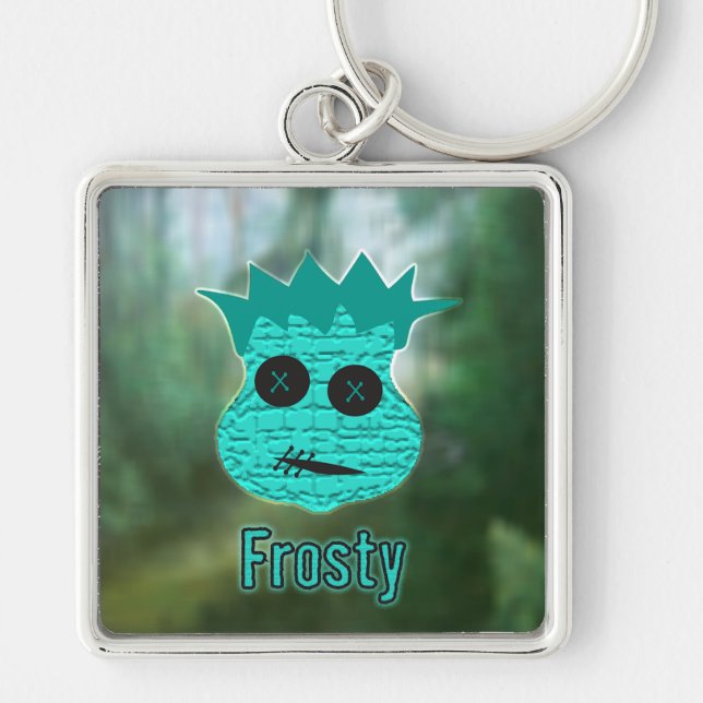 Voodoo Head ~ Swamp Fyrkantig Silverfärgad Nyckelring (Framsidan)