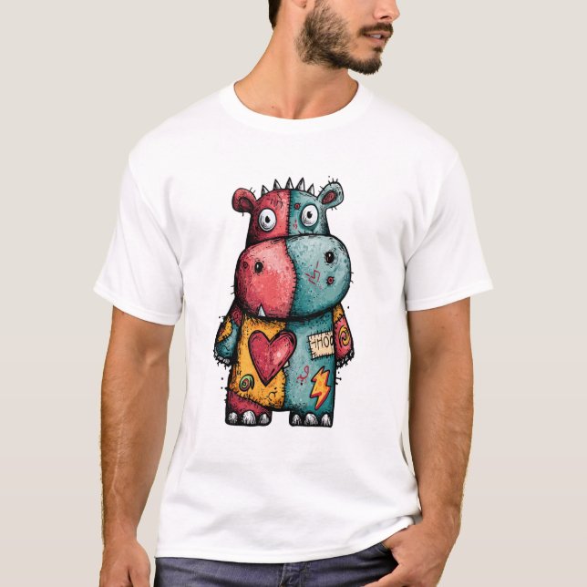 Voodoo Hippo - Patchwork Heart Guardian T Shirt (Framsida)
