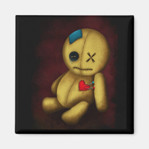 Voodoo Rag Doll med knappar Patchar och Stift Magnet