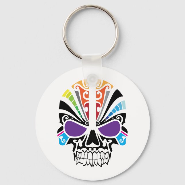 Voodoo Rainbow Skull Nyckelring (Framsida)