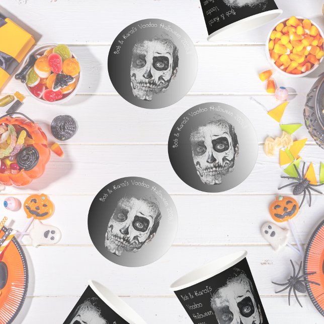 Voodoo Smile Halloween fest Underlägg Papper Rund (Voodoo Smile Halloween Party Round Paper Coaster)