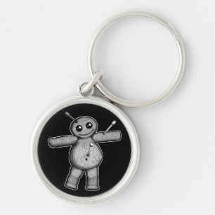 Voodoodocka Keychain Rund Silverfärgad Nyckelring
