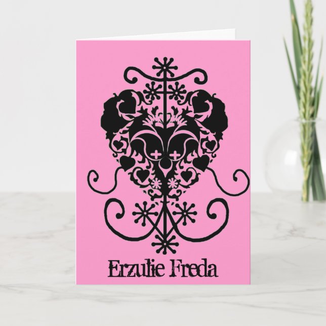 Voodoovalentinkort - Erzulie Freda Helgkort (Framsida)