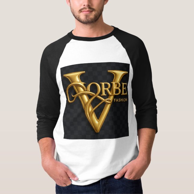 VORBE Mode Premium Guld Monogram Raglan T-Shirt (Framsida)