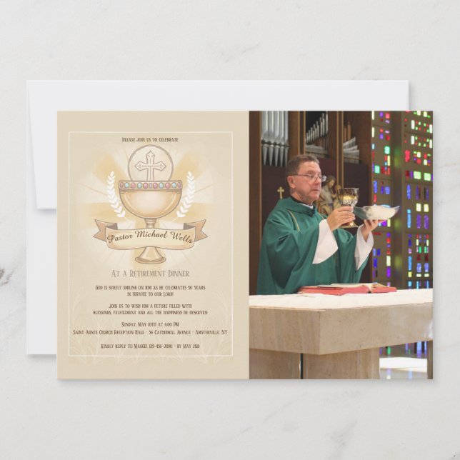 Vördad middag för bägarefotopension inbjudningar (Framsida)