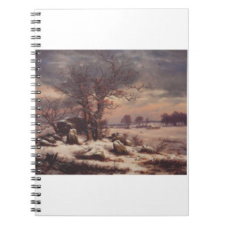 Vordingborg in Winter by J.C. Dahl Fine Art Anteckningsbok