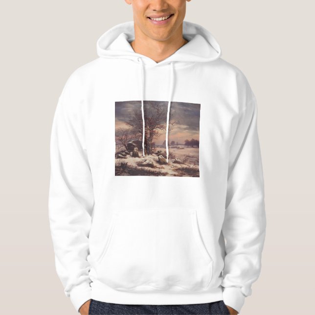 Vordingborg om vintern av J.C. Dahl Fine Art Hoodie (Framsida)