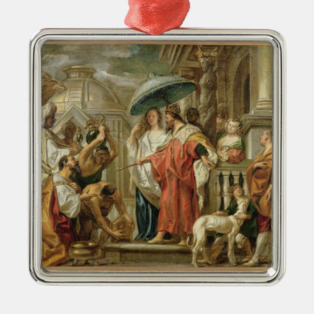 Vördnaden av CaliphHarun al-Rashid till Charlemagn Julgransprydnad Metall (Framsidan)