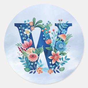 "'V'ornate blue monogram" Runt Klistermärke