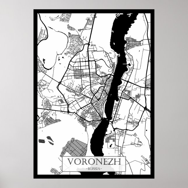 Voronezh Russia City Map Poster (Framsidan)
