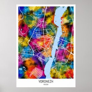 Voronezh Ryssland City Karta Poster