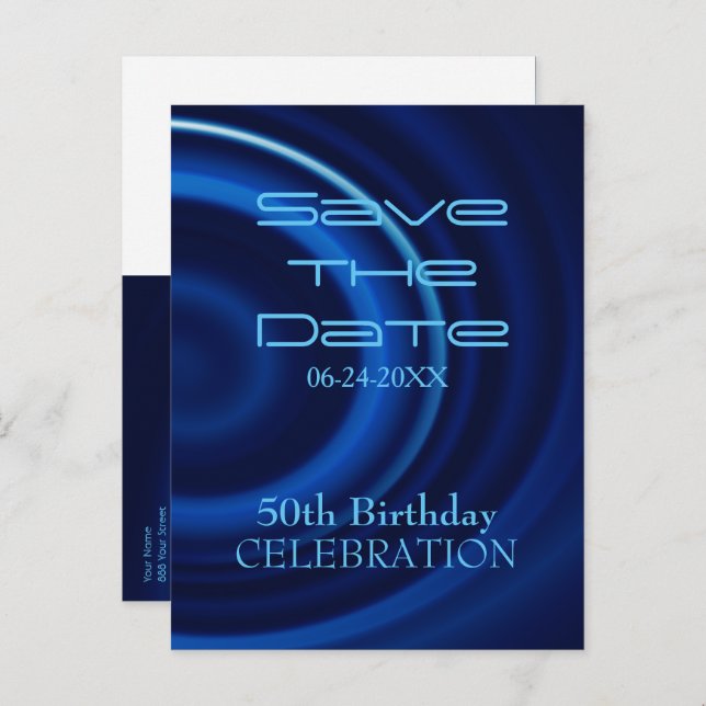 Vortex 50-års födelsedag Spara datum - Postkort Meddelande Vykort (Fram/baksida)