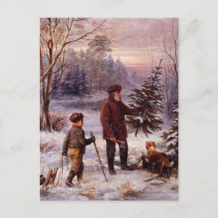 Vorweihnacht Franz Krüger Julgran Snö Vykort