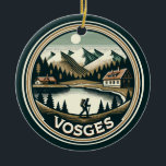 Vosges Frankrike-bricka<br><div class="desc">Vogeserna i vektorbilden stil. Vosges är en rad medelstora berg i Östra Frankrike,  nära gräns med Tyskland.</div>