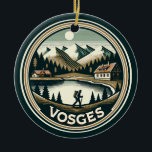 Vosges Frankrike-bricka Julgransprydnad Keramik<br><div class="desc">Vogeserna i vektorbilden stil. Vosges är en rad medelstora berg i Östra Frankrike,  nära gräns med Tyskland.</div>