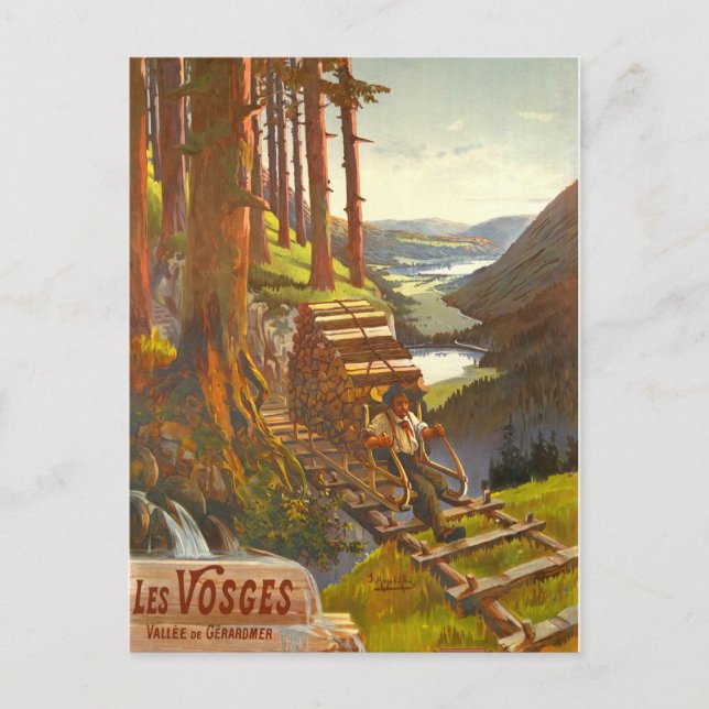 Vosgesbergen, Träbro, Frankrike Vykort (Framsida)