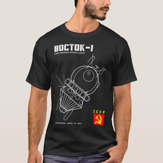 Vostok 1 rysk rymdfarkost t shirt (Framsida)