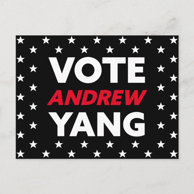 Vote Andrew Yang New York City Mayor Black Vykort (Framsida)