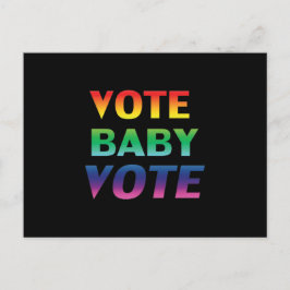 "Vote Baby Vote" pride lgbtq lgbt rainbow black Vykort