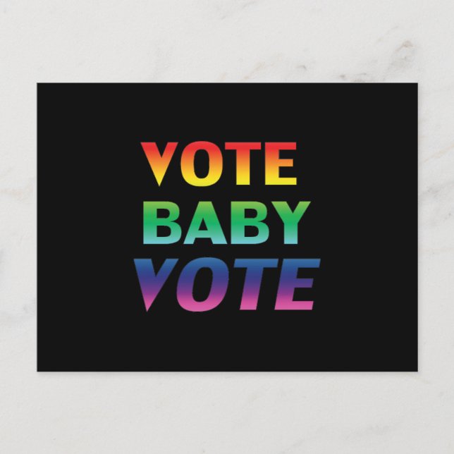 "Vote Baby Vote" pride lgbtq lgbt rainbow black Vykort (Framsida)