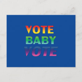 "Vote Baby Vote" pride lgbtq lgbt rainbow blue Vykort
