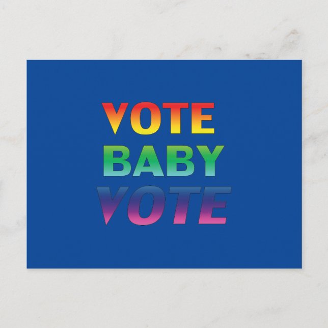 "Vote Baby Vote" pride lgbtq lgbt rainbow blue Vykort (Framsida)