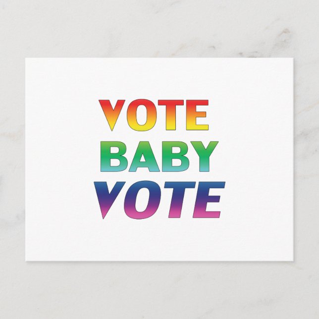 "Vote Baby Vote" pride lgbtq lgbt reginbow färg Vykort (Framsida)