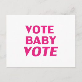 "Vote Baby Vote" shock rosa, magenta, fuchsia, vit Vykort