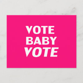 "Vote Baby Vote" shock rosa, magenta, fuchsia, vit Vykort