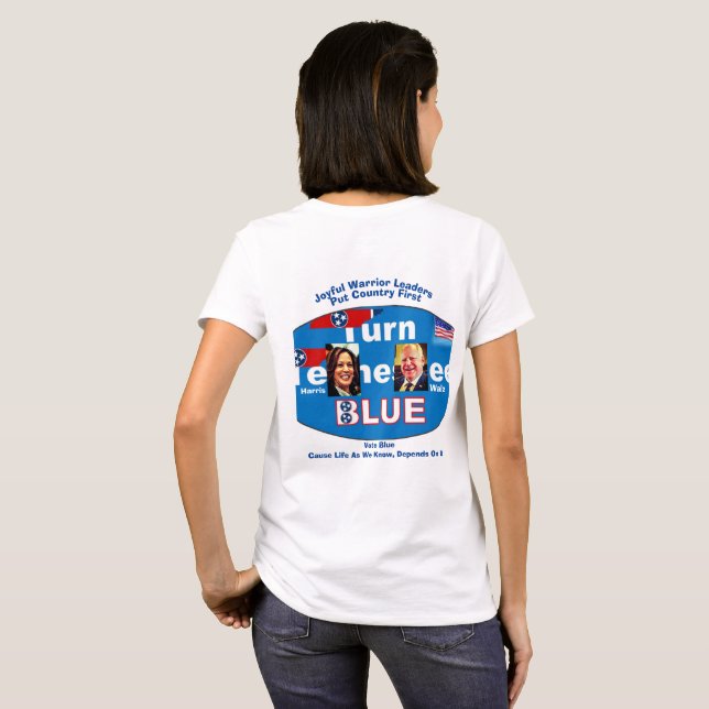 Vote Blue Harris Walz T-Shirt (Hel baksida)