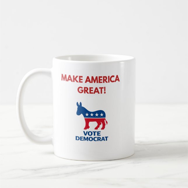 Vote Democrat Pro-Democracy Coffee Mug Kaffemugg (Vänster)