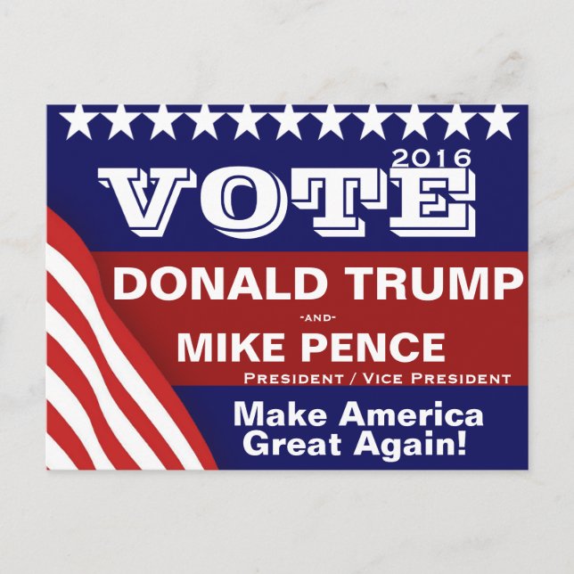 Vote Donald Trump och Mike Pence Vykort (Framsida)