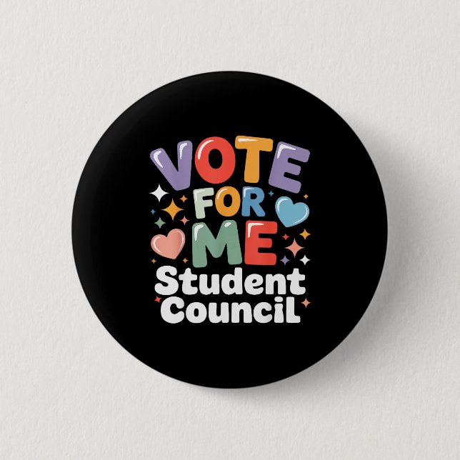 Vote For Me Student Council Vibes School Election  Knapp (Framsida)