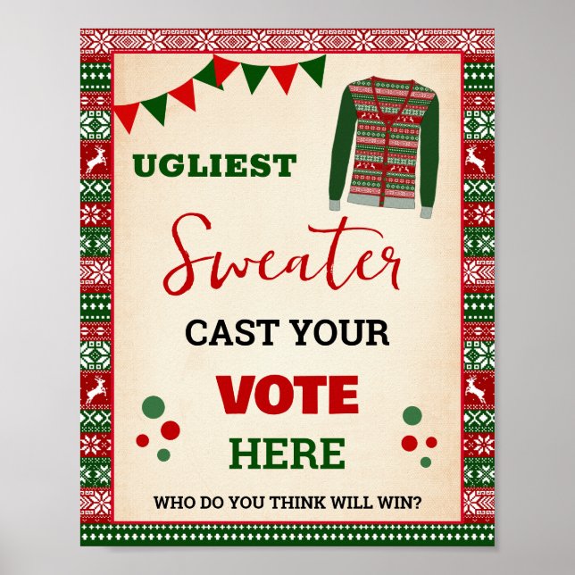 Vote for Ugliest Christmas Sweater Sign Poster (Framsidan)