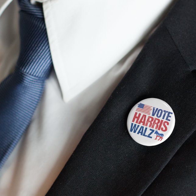 Vote Harris Walz American Flagga Democrat Donkey Knapp (Skapare uppladdad)