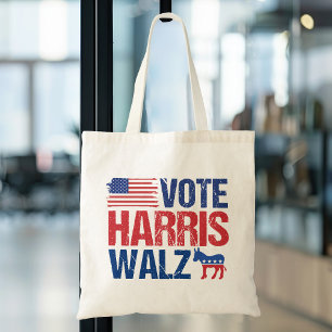 Vote Harris Walz Democrat Donkey American Flagga Tygkasse