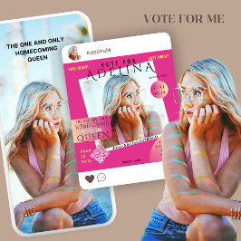 Vote Homecoming Queen Rosa Instagram Template HOCO Inbjudningar