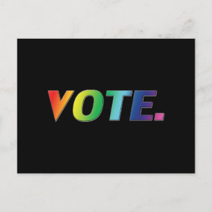 "Vote" pride lgbtq, lgbt rainbow färg, black Vykort