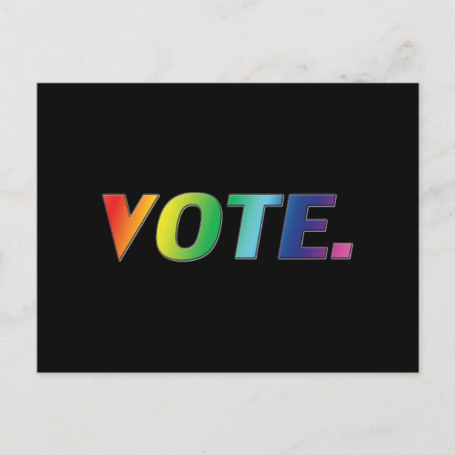 "Vote" pride lgbtq, lgbt rainbow färg, black Vykort (Framsida)