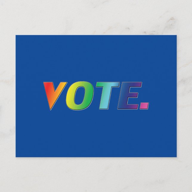 "Vote" pride lgbtq, lgbt rainbow färg, blue Vykort (Framsida)