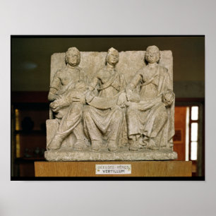 Votive sculpture of a triple mother deity poster
