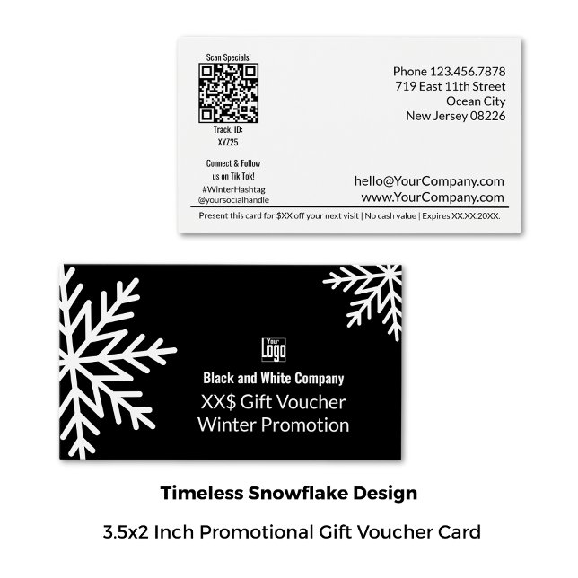 Voucher för anpassningsbar Business Winter Promoti Visitkort (3.5x2 Inch, Adaptable Business Winter Promotion Gift Voucher Card)