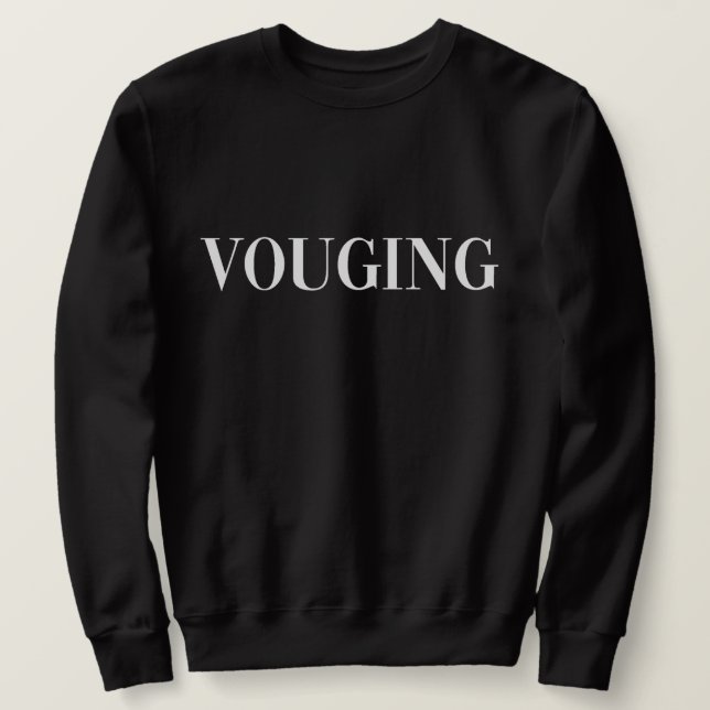 Vouging White Text Lång Ärmad Tröja (Design framsida)
