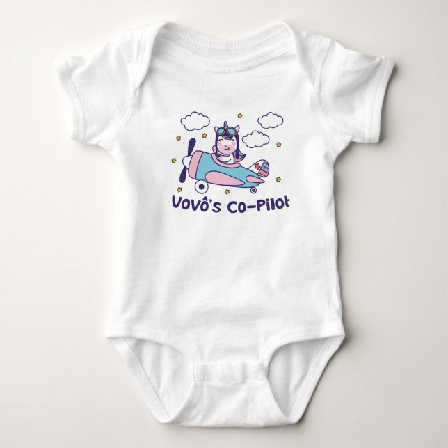 Vovôs andrepilot - Enhörningsflygplan T Shirt (Framsida)