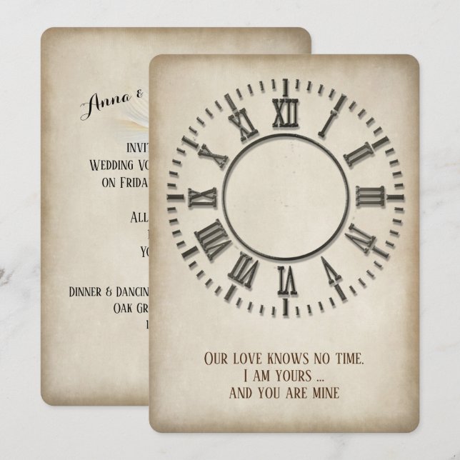 Vow-inbjudan om tidslös förnyelse av klocka inbjudningar (Fram/baksida)